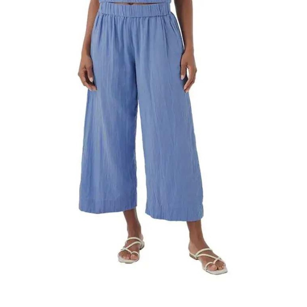 Pact Organic Coastal Double Gauze Crop Pants Medium Periwinkle Purple Wide Leg